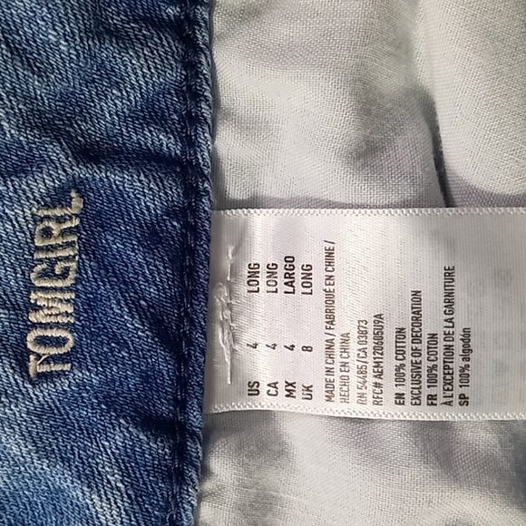 American Eagle Outfitters Tom Girl Distressed Patched Lite Blue Jeans Size 4 - Picture 6 of 16